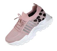 Sneakers Women Chunky Platform, Sneakers Women Size 6, Lace Up Trainers Breathable Mesh Trainers Comfortable Barefoot Shoes Gym Workout Shoes Lightweight Running Walking Footwear Pink