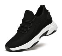 Sneakers Women Men Invisible Elevator Height 4" 10cm Boosting Increasing Orthopedic Shoes (Black 10cm, Adult, Women, 6, Numeric, UK Footwear Size System, Medium)