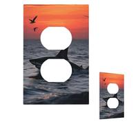 Sneaking Shark Wall Plate Cover Modern Decorative 1 Gang Light Switch Cover Unbreakable Receptacle Outlet Covers For Living Room Bedroom Home Decor Duplex