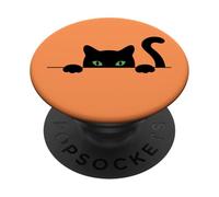 Sneaky Black Cat Cute Spooky Peekaboo Halloween Costume PopSockets Adhesive PopGrip