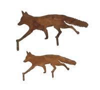 Sneaky Rustic Metal Fox Garden Decoration with Stakes, Set of 2 Fox Iron Art Outdoor Plug-in Garden Ornament, Iron Fox Stakes Fox Yard Stake Animal Lawn Stakes