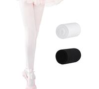 Snegyu 2 pack Kids Girls Ballet Dance Tights 60D Plain Color Leggings Black Toddler Thin Opaque Footed School Tights White Tights for Girls 10-12 Years