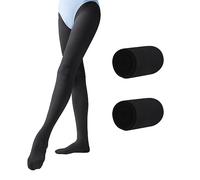 Snegyu 2 pack Kids Girls Ballet Dance Tights 60D Plain Color Leggings Toddler Thin Opaque Footed School Tights Black Tights for Girls 4-7 Years