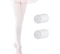 Snegyu 2 pack Kids Girls Ballet Dance Tights 60D Plain Color Leggings Toddler Thin Opaque Footed School Tights White Tights for Girls 7-10 Years