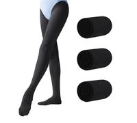 Snegyu 3 pack Kids Girls Ballet Dance Tights 60D Plain Color Leggings Toddler Thin Opaque Footed School Tights Black Tights for Girls 7-10 Years
