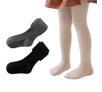 Snegyu Multi Pack Warm Tights for Girls Plain Color Strip Tights School Socks Leggings Cotton Rich Baby Girl Toddler Thick Knit Pantyhose for 8-10 Years