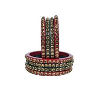 Snehlata Creations Lac Kundan Bangles for Women | Lakh Bangle Set for Women | Traditional Bridal Bangles Set for Weddings & Festivals |Set of 8, 2.4, Lac, Cubic Zirconia