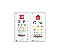 Snellen EFP & Kindergarten Color Distance Vision Eye Chart 20 Feet 22 x 11 Inch