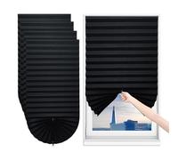 Sneulletoys 4pack No Drill Temporary Blinds Stick on,Easy Fit Self Adhesive Blinds,Non-Woven Fabric Crop According to Size,Curtains for Bedroom Kitchen Bathroom Windows (Black, 90w X 180h cm)