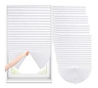 Sneulletoys 4pk No Drill Blinds for Windows,Temporary Patterned Blind,Easy Fit Self Adhesive Pleated Blinds Crop According to Size,Stick on Blind for Kitchen Bathroom Bedroom (White, 90W x 180H cm)