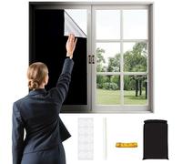 Sneulletoys Portable Temporary Blackout Blinds Stick on,100% Blackout Blind curtain No Drilling,300*145 CM Blackout Window Film Cut Any Size,Blackout blind for Bedroom Baby Travel Bathroom Kitchen Car