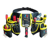 Sneulletoys Tool Belts Pouch for Men，Heavy Duty Tool Pouch Belt with 26 Pockets and a Hammer Holder,Detachable Adjustable Magnetic Professional Work Tool Belt for Electricians Carpenters Builders