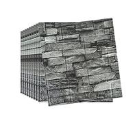 Snewvie 10pcs 3D Wall Panels 38×35cm Brick Wallpaper Self Adhesive DIY Wall Stickers Waterproof PE Foam Panel Wall Tiles for Bedroom Kitchen Living Room Bathroom Home Decor,Roman Black