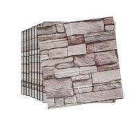 Snewvie 50PCS Peel and Stick Wall Panels Self Adhesive 3D Roman Grey Brick Wall Panels 38X35cm 3D Waterproof PE Foam Removable DIY Ceiling Covering for Home/Office Decoration