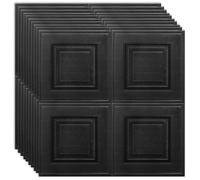 Snewvie Black 40 PCS Ceiling Tiles Self Adhesive Peel and Stick Wall Panels Self Adhesive 3D Grid Wood Wall Panels 70X70cm 3D Waterproof PE Foam Ceiling Covering for Home/Office Decoration