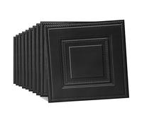 Snewvie Black 50 PCS 3D Wood Wall Panels Peel and Stick Brick Wallpaper Removable Grid Wallpaper 35X35cm 3D Tile Wood Panels Wall Sticker Self-Adhesive Waterproof PE Foam