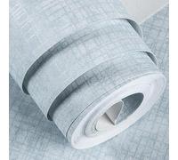 Snewvie Blue Grid Wallpaper Plain Textured Wallpaper Non-Woven 3D Embossed Glitter Geometric Wall Paper for Bedroom Living Room Lounge Hallway Stairs,950 * 53cm