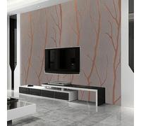 Snewvie Brown Wallpaper 3D Embossed Tree Branch Glitter Textured Wallpaper Modern Minimalist Taupe Striped Feature Wall Paper for Bedroom Living Room TV Backdrop Hallway