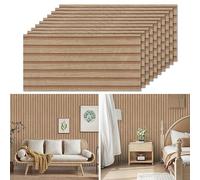 Snewvie Brown Wood Slat Self Adhesive Brick Tile Stickers PVC Wall Tiles Waterproof, Peel and Stick, Vinyl Wall Tiles, 22mm Thicken DIY Home Decor for Bathroom, Kitchen Splashback, and Living Room