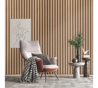 Snewvie Dark Oak Wallpaper Natural Wooden Slats Panelled Geometric Wooden Wallpaper Wood Effect Modern Realism Removable Feature Wall Paper for Bedroom Living Room Hallway Stairs Lounge