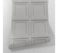 Snewvie Grey 3D Effect Wood Wallpaper Wooden Panel Frame Realistic Textured Retro Embossed Tartan Wallpaper for Living Room Feature Wall Bedroom 1Roll