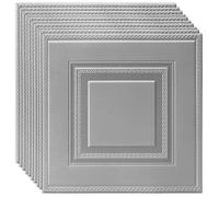 Snewvie Grey 50 PCS Peel and Stick Wall Panels Self Adhesive Panel Wallpaper 3D Grid Wood Wall Panels 35X35cm 3D Waterproof PE Foam Ceiling Covering for Home/Office Decoration