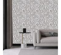 Snewvie Light Brown 3D Wallpaper Modern Abstract Curve Glitter Stripe Textured Wallpaper Feature Gothic Ideas Vintage Mural for Adults Living Room Bedroom