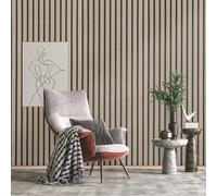 Snewvie Light Oak Wallpaper Natural Wooden Slats Panelled Geometric Wooden Wallpaper Wood Effect Modern Realism Removable Feature Wall Paper for Bedroom Living Room Hallway Stairs Lounge