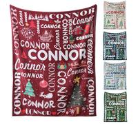 Snewvie Personalised Baby Blankets-Custom Christmas Blanket with Name-Customised Blankets with Printed Christmas Tree for Girls,Kids,Adult,Personalised Baby Gifts(5colors)