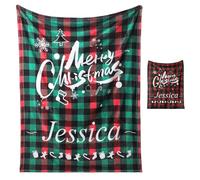 Snewvie Personalised Baby Blankets-Custom Christmas Blanket with Name-Customised Blankets with Printed Merry Christmas for Girls,Kids,Adult,Personalised Baby Gifts(2colors)