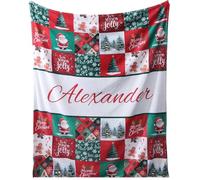Snewvie Personalised Baby Blankets-Custom Christmas Blanket with Name-Customised Blankets with Printed Santa Claus for Baby Boys,Girls,Kids,Adult,Personalised Baby Gifts for Christmas