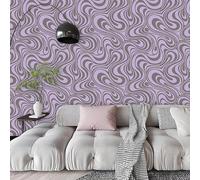Snewvie Purple 3D Wallpaper Modern Abstract Curve Glitter Stripe Textured Wallpaper Feature Gothic Ideas Vintage Mural for Adults Living Room Bedroom