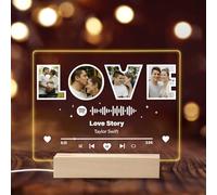 Snewvie Spotify Plaque Personalised Gifts for Women Men - Personalised Photo Frames with Night Light,Custom Music Song Plaque with Photos,Customised Anniversary Couple Gifts for Her Him(Love)