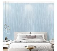 Snewvie Striped Wallpaper Blue Plain Textured Wallpaper Non-Woven 3D Embossed Glitter Geometric Wall Paper for Bedroom Adults Teenager Living Room Lounge Hallway Stairs