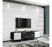 Snewvie White Texture Wallpaper Non-Woven Stripes 3D Embossed Wall Paper Silver Glitter Wallpaper Feature Stripe Modern Geometric Patterned Taupe for Livingroom Bedroom Kitchen