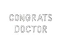 SNFHWL Congrats Doctor Balloons, Silver Glitter Congrats Grad Banner, Doctor Graduation Party Sign Decorations Supplies