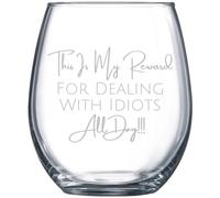 SNG WORLD My Reward For Dealing With Idiots Wine Tumbler Drinking Glass Stemless Wine Glass 17 Oz with Funny Sayings For Women & Men