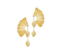 SNGIA Gold Dangle Earrings, Leaf Fan Shape Flower Earrings, 18K Gold Plated, Drop Earrings, Boho Style