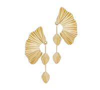 SNGIA Gold Dangle Earrings, Leaf Fan Shape Flower Earrings, 18K Gold Plated, Drop Earrings, Boho Style