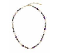 Sngia Purple Gold Teal Blue Pearl Amethyst Beads Natural Stone Healing Statement Necklace Choker for Women Colorful Quartz Trendy Birthstone Bohemian Preppy Retro Bold Handmade Exaggerated Jewelry