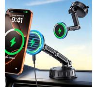 SNGOAM for MagSafe Car Mount Charger, Magnetic Phone Holder for Your Car Charger Dash/Windshield, Magnetic Adjustable Wireless Car Charger Fast Charging Phone Mount for iPhone 17 16 15 14 13 12
