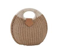 SNGUOQ 1Pcs Summer Simple Portable Women's Bags Handmade Rattan Beach Straw Versatile Woven Leisure For Travel, Vacation(Light Coffee)