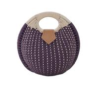 SNGUOQ 1Pcs Summer Simple Portable Women's Bags Handmade Rattan Beach Straw Versatile Woven Leisure For Travel, Vacation(Purple)