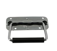 SNGUOQ 3pcs Spring Loaded Case Handle, Metal Surface Mount Chest with Rubber Grip for Cabinet, Aluminum -110x75MM for Toolboxes,Machinery Cabinets