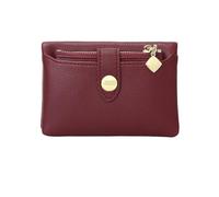 SNGUOQ Leather Women's Wallet Portable Double Fold Short Money Bag Multi Functional Small Coin for Dinner Parties,Vacations(Red)