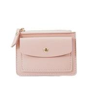 SNGUOQ Square Leather Coin Purse Simple Multifunctional Zipper Short Wallet Card Case for Dinner Parties,Vacations(Pink)