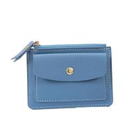 SNGUOQ Square Leather Coin Purse Simple Multifunctional Zipper Short Wallet Card Case for Dinner Parties,Vacations(Blue)