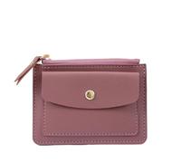 SNGUOQ Square Leather Coin Purse Simple Multifunctional Zipper Short Wallet Card Case for Dinner Parties,Vacations(Dark Pink)