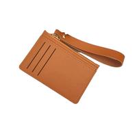SNGUOQ with Lanyard Leather Coin Purse Multi-Position Card Case Credit Holder Simple Short Wallets for Dinner Parties,Vacations(Brown)