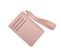 SNGUOQ with Lanyard Leather Coin Purse Multi-Position Card Case Credit Holder Simple Short Wallets for Dinner Parties,Vacations(Pink)